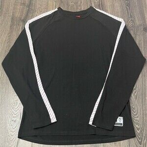 GUESS Long Sleeve T-Shirt Mens Size Large Black Shoulder Logo Print